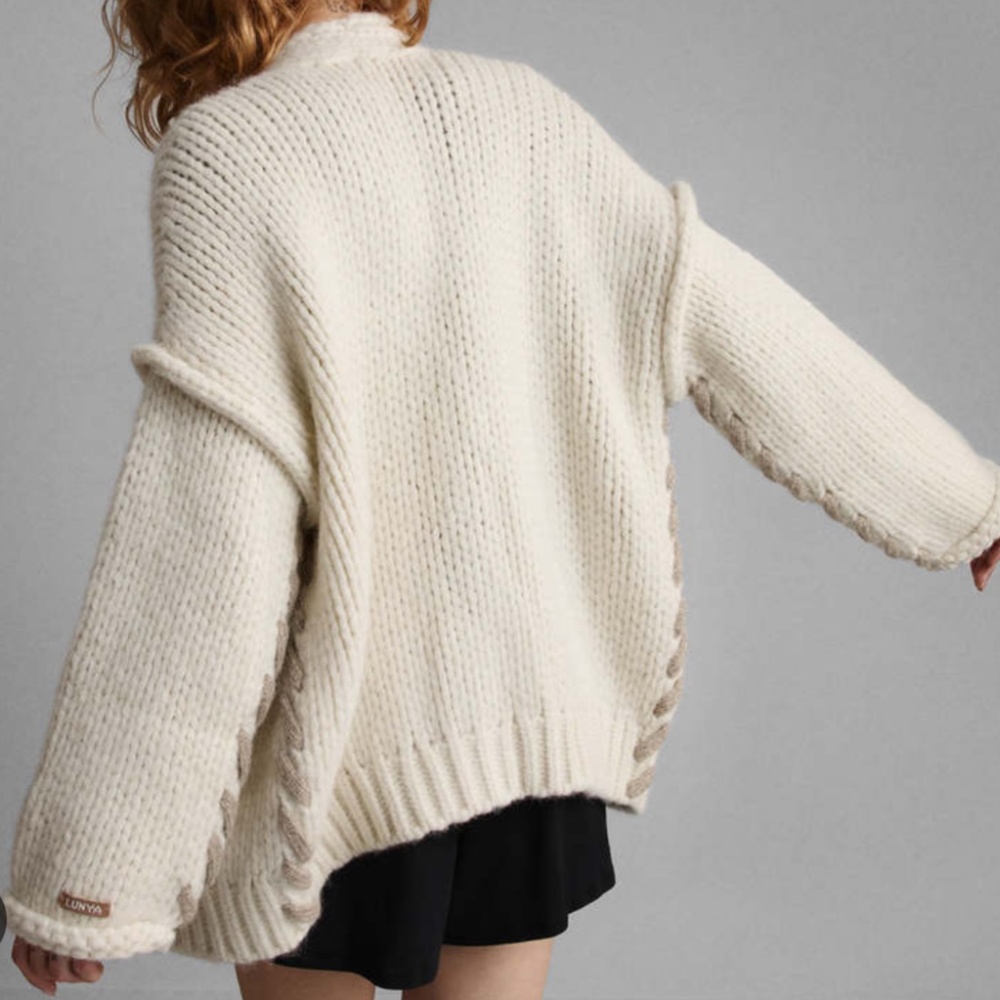 LUNYA BNWT Lofty Wool Whipstitch Cardigan in Waltzing Ivory Size XS/S